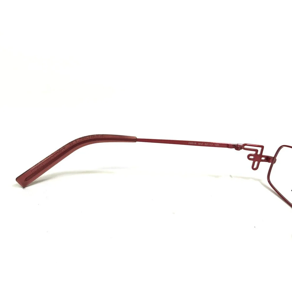 Fendi Eyeglasses Frames F681R 612 Red Rectangular Full Wire Rim Logos 52-17-120